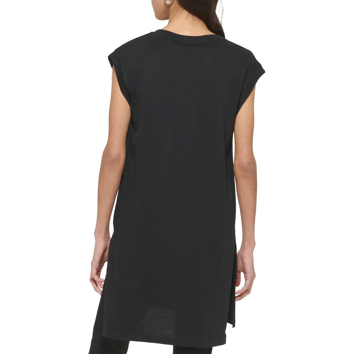 DKNY Sportswear Vestido Playera con Logotipo y Manga Casquillo Playera, Vestido para Mujer