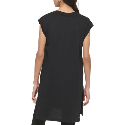 DKNY Sportswear Vestido Playera con Logotipo y Manga Casquillo Playera, Vestido para Mujer