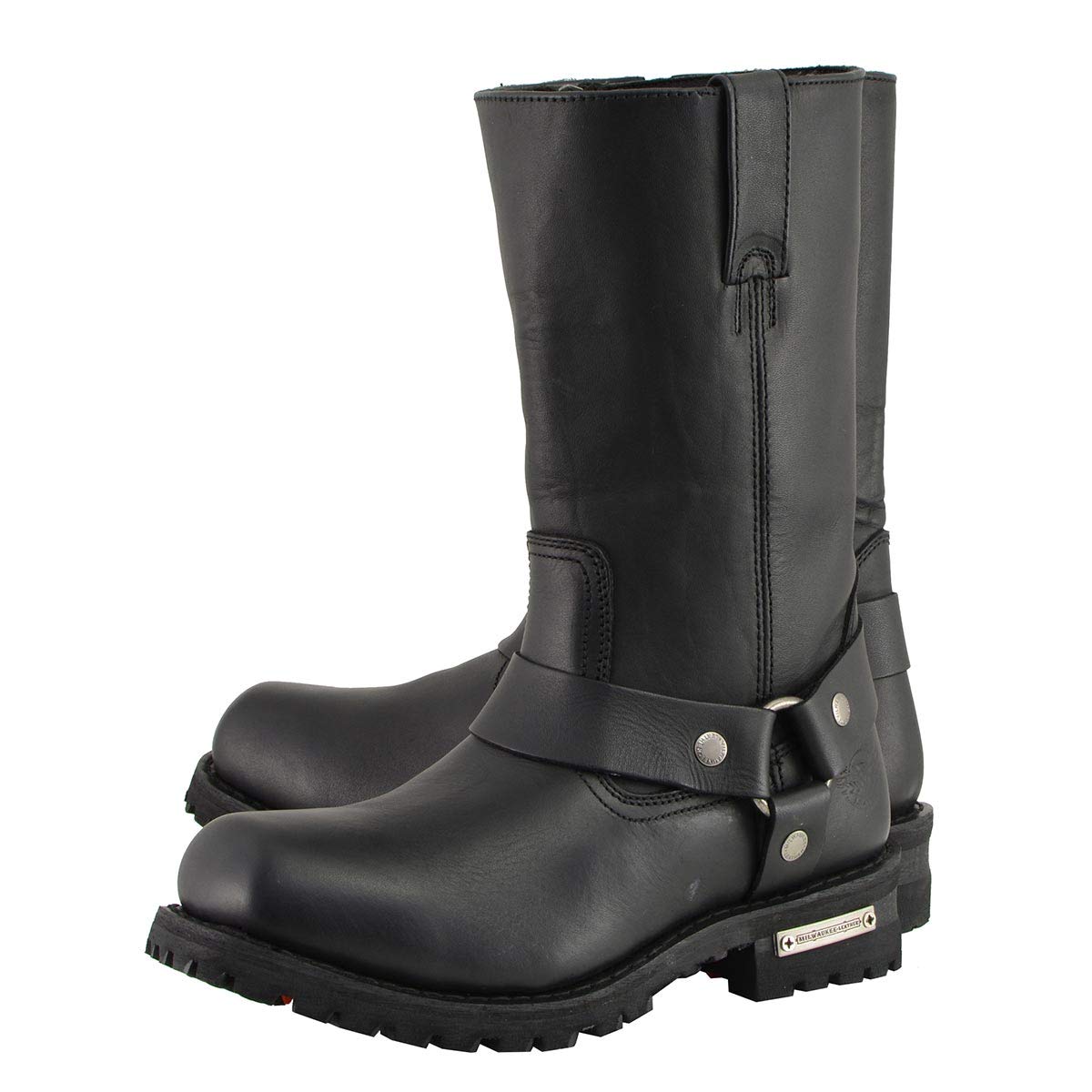 Milwaukee - Botas de motocicleta para hombre, Negro, 7.5 M US | Motocicleta de 11 pulgadas, piel de vacuno de alta calidad, lista para carretera