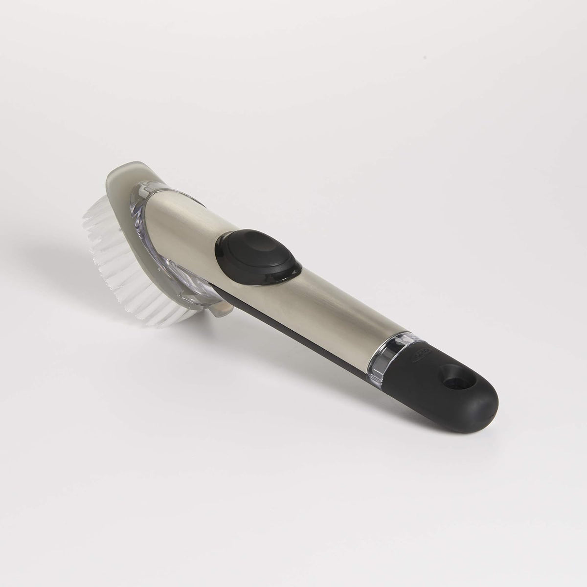 OXO SteeL Soap Dispensing Dish Brush | OXO - cepillo para polvo dispensador de jabón de acero, cepillo para polvo para platos con mango para sartenes, fregadero