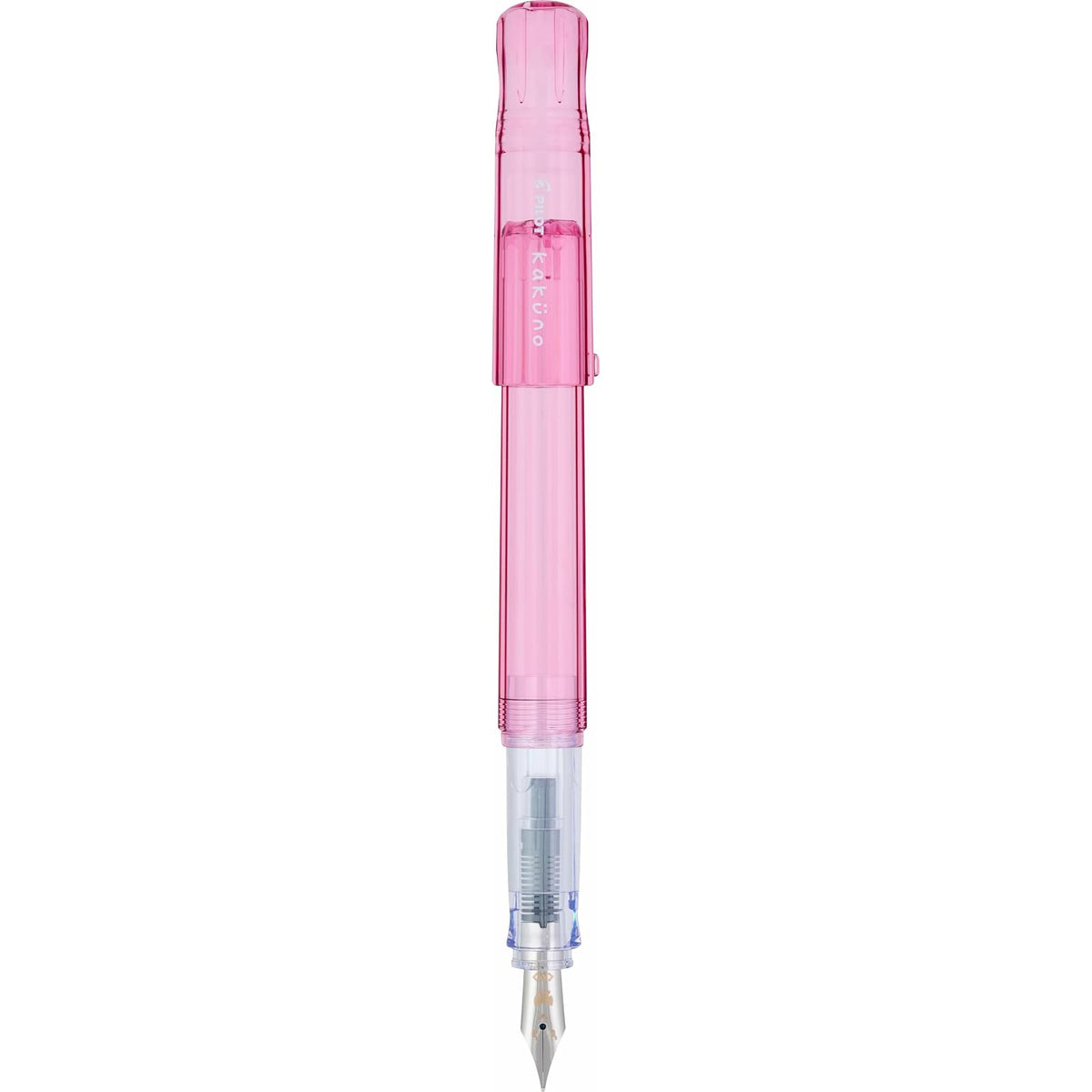 PILOT Pluma Fuente Kakuno, barril color rosa traslúcido, punto mediano, estuche con una pieza