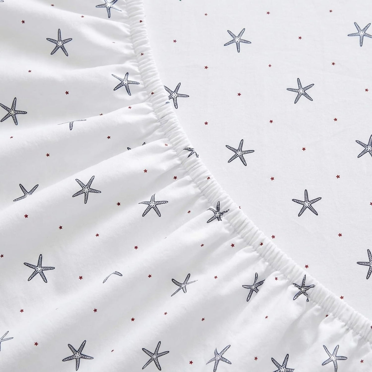 Nautica - Juego de sábanas de algodón percal con Funda de Almohada a Juego, crujiente y Fresco, Esencial para recámara (Star Spangled Coastal Navy)
