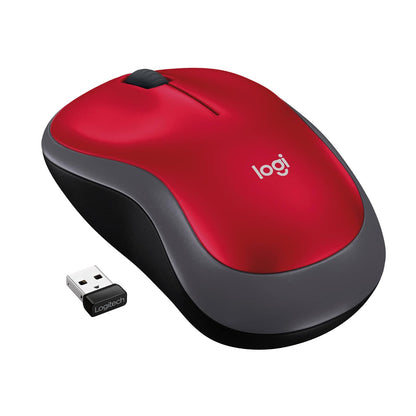 Logitech M185 Mouse Inalámbrico, 2.4GHz con Mini Receptor USB - Azul + M185 Mouse Inalámbrico, 2.4GHz con Mini Receptor USB, Batería de 12 Meses, Seguimiento Óptico- Rojo