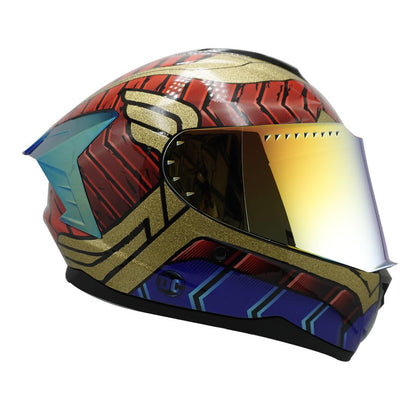 Casco Modular - DC - Visor Anti Baho Motocicleta Marca Edge - Visor Doble ANTIVAHO Certificado Dot Moto - Cascos Motocross Pegatina Pegatinas Protector Mujer Hombre (Mujer Maravilla Mate, M)