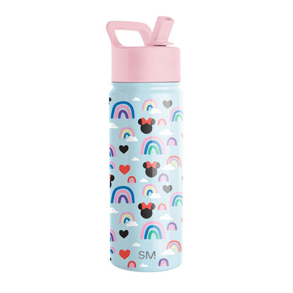 Simple Modern Summit Botella de Agua para Niños con Popote - Botella de agua de 18 onzas - Disney-Minnie Mouse Rainbow