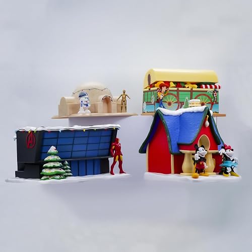 Disney - Villas Navideñas Disney 100 Juego de 4 piezas de Navidad para pueblo mágico, árbol de navidad, villa navideña, Celebra DISNEY 100 MARVEL LUCAS FILMS STAR WARS, edición limitada, exclusiva