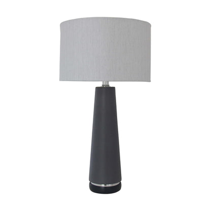 LUZERNA CM-0309 Lámpara de buró Tappio Cerámica: Gris Acero Mate, Madera: Poplar Negro, Tela: Lino Tordillo, 45 x 12 x 45 cm