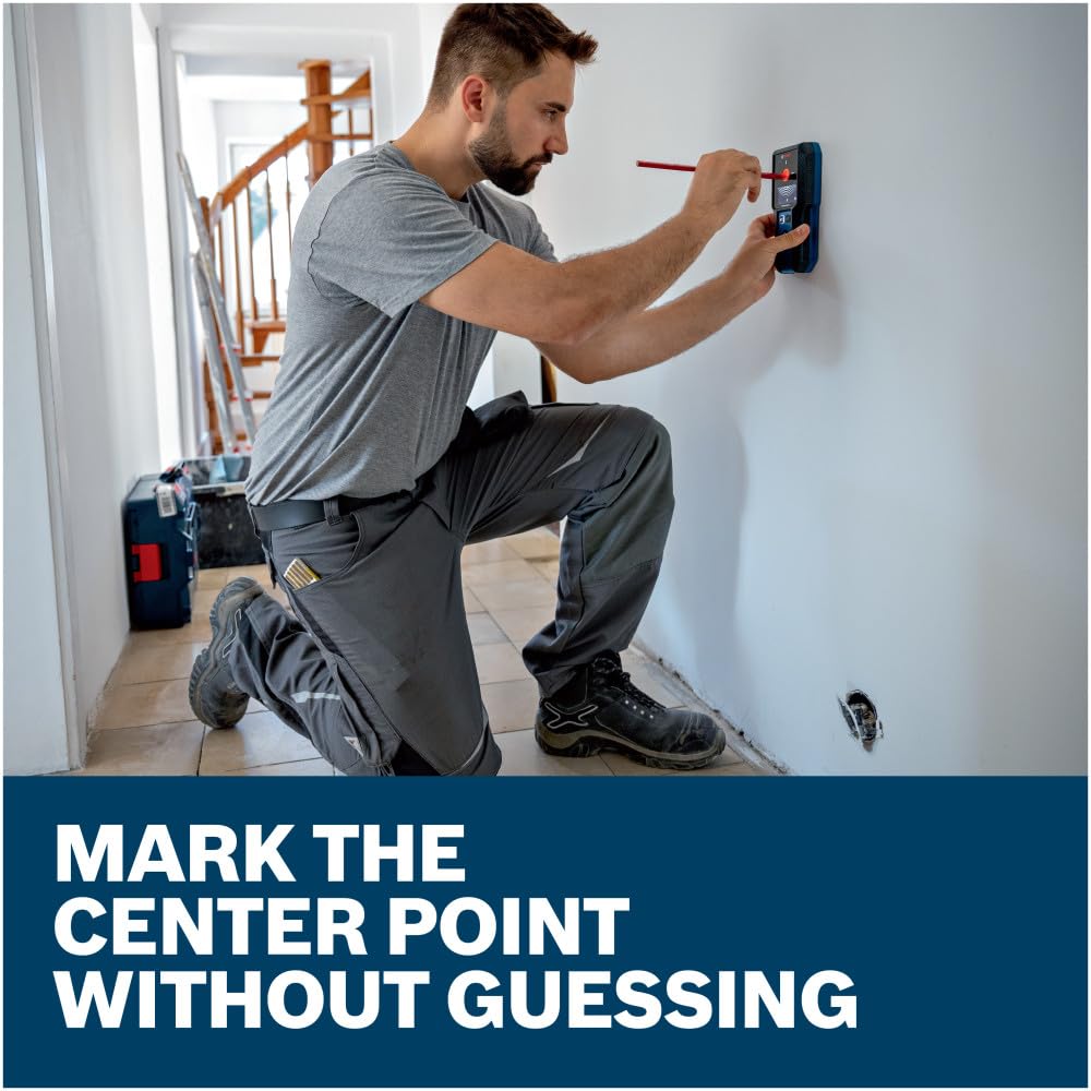 Bosch GMS120-27 Escáner de Pared | Escáner detector de pared multifunción con indicación central, buscador de pernos de metal para electricistas