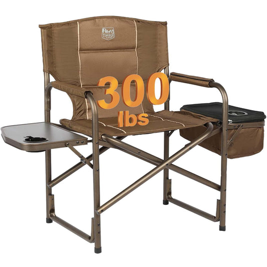 Timber Ridge - Silla Plegable de Camping con Bolsa refrigeradora, Silla de Director Plegable con Mesa Auxiliar para Adultos, sillas de Campamento para Exteriores, césped, Deportes, Pesca, soporta 300