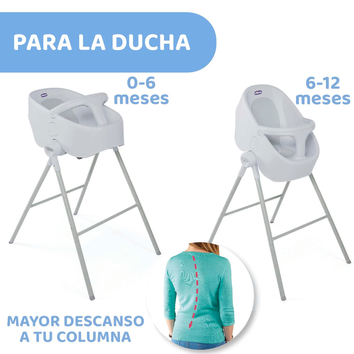 Chicco Bañera alta para Bebé Bubble Nest, Color Gris. Función 2 en 1 con doble modalidad. Compatible con tinas y regaderas, ideal para bebés de 0 a 12 meses de edad