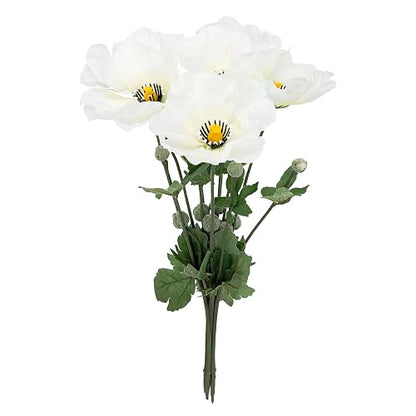 Softflame Flores Artificiales, Falsas, de imitación, Color Blanco, 6 Unidades, para Bodas, hogar, Fiestas, restaurantes y día de los Veteranos