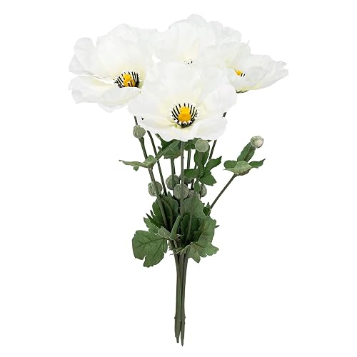 Softflame Flores Artificiales, Falsas, de imitación, Color Blanco, 6 Unidades, para Bodas, hogar, Fiestas, restaurantes y día de los Veteranos