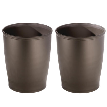 InterDesign Kent Plastic Wastebasket Small Round Plastic Trash Can for Bathroom, Bedroom, Dorm, College, Office, Set of 2, Bronze