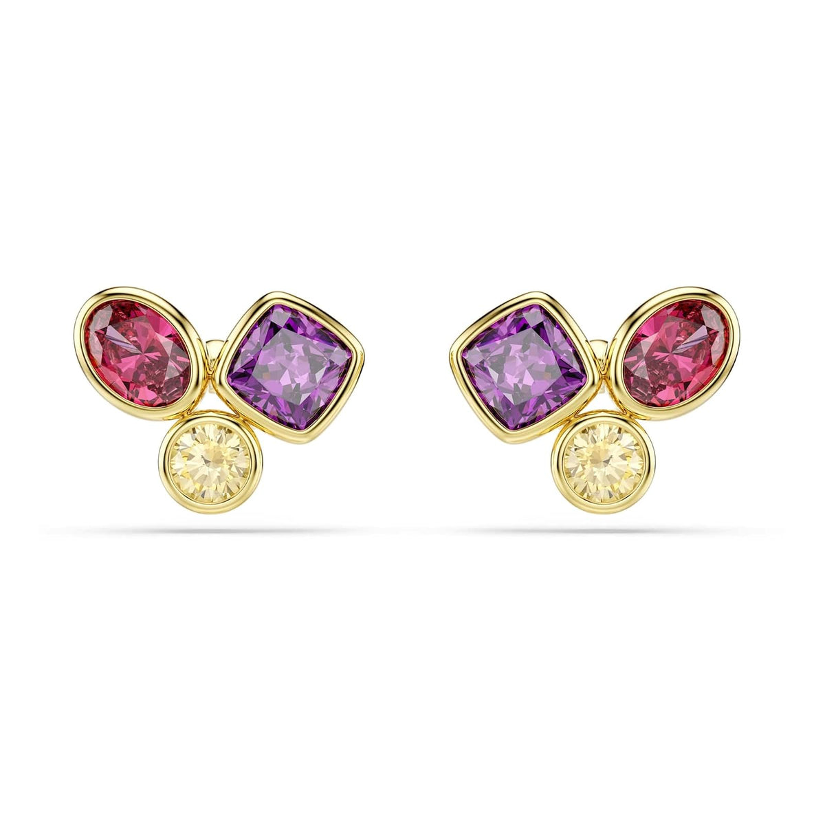 Pendientes de botón Imber, Tallas mixtas, Lilases, Acabado en oro de 18 quilates