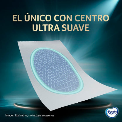 Regio Just 1 Papel Higiénico, Con Hojas Cuádruples 50% Mas Gruesas, Centro Suave, 12 Rollos