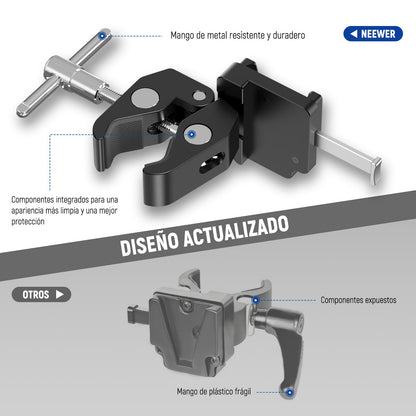 NEEWER Mini V Montaje Placa de Batería con Rosca de 1/4" y Botón de Liberación Rápida, Compatible con FXLION Sony V Montaje de Baterías y Abrazaderas de Varilla de 15mm, PS006