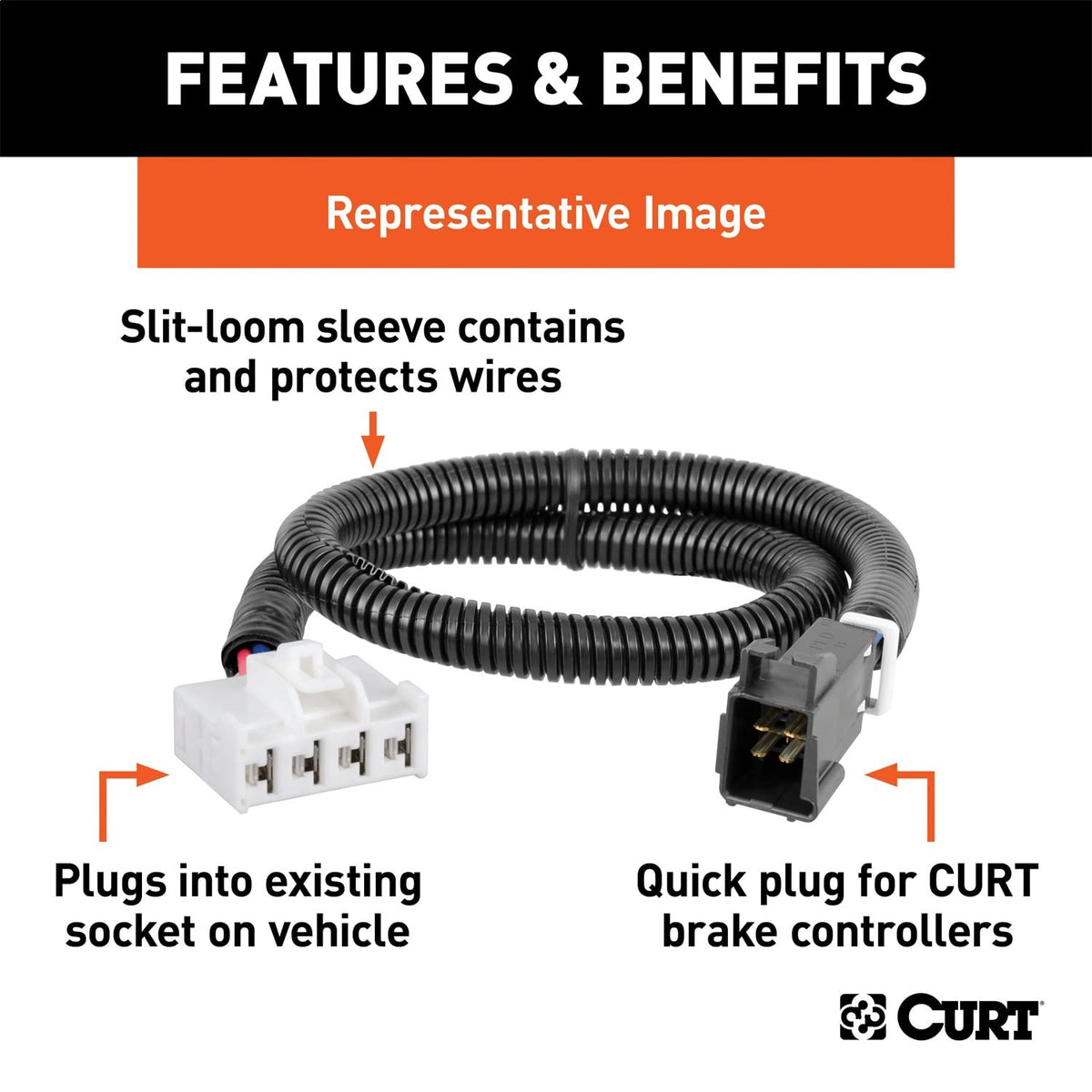 Curt Arnes de Cableado para Driver de Freno Electrico Compatible con Cadillac Chevrolet GMC Hummer Seleccionados, Negro, 51353