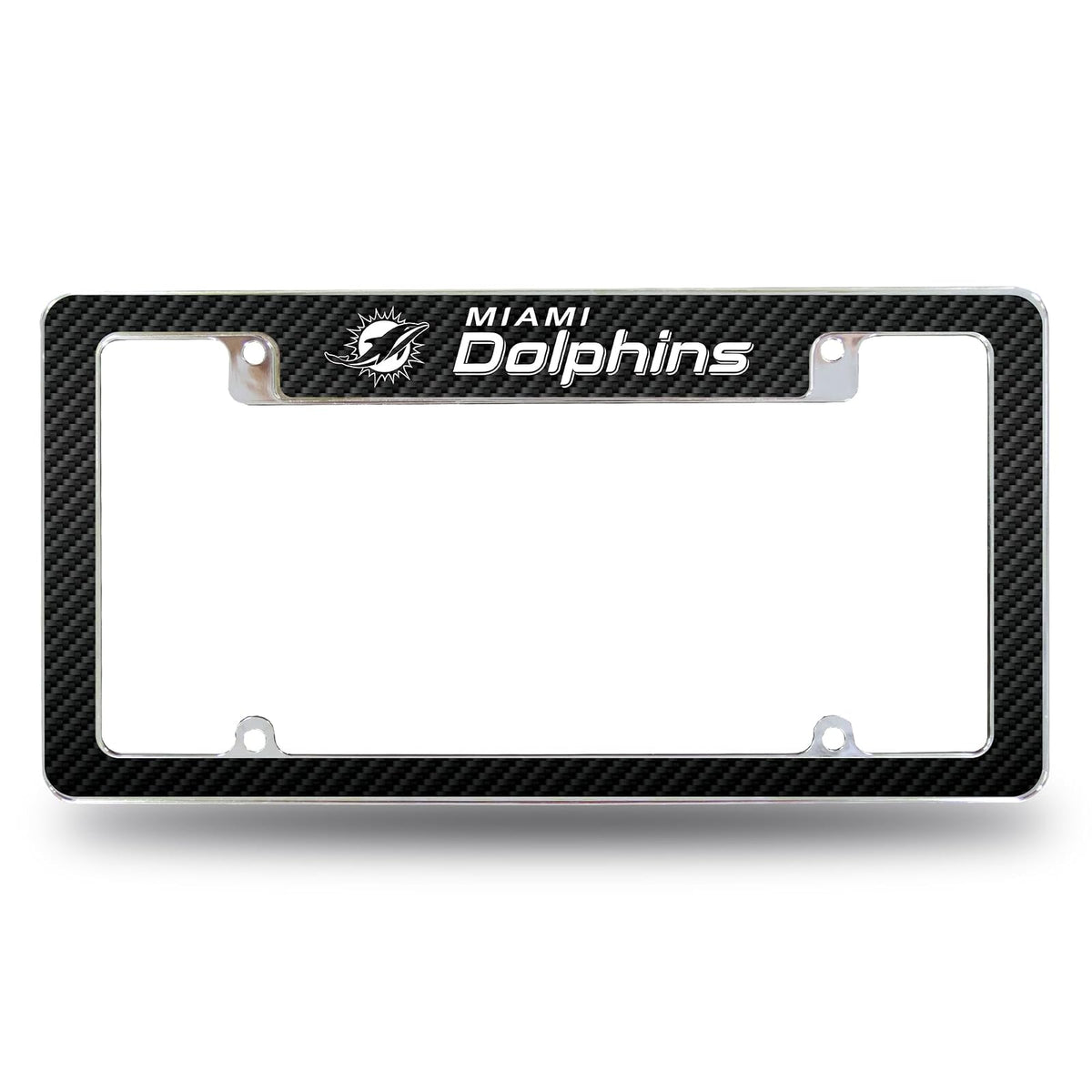 Rico Industries Marco de Placa Cromado con Licencia Oficial NFL - Miami Dolphins - Negro -