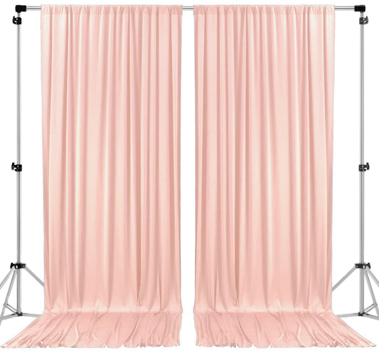 AK TRADING CO. Cortinas tipo telón de poliéster de 10 pies de ancho x 12 pies de largo, paneles de cortinas con bolsillos para barra, decoración de ventanas de boda, ceremonia de fiesta, hogar (rubor)