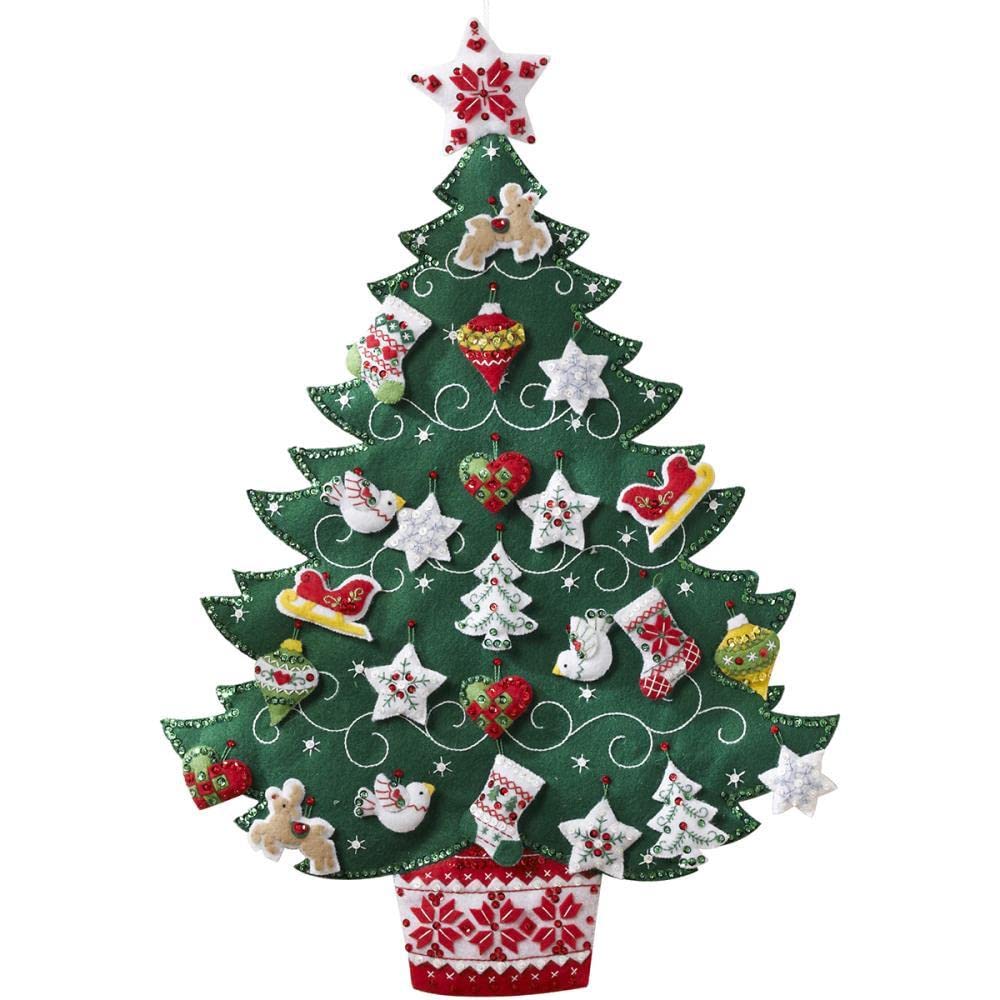 Bucilla Kit de calendario de Adviento con apliques de fieltro, 17 x 24 pulgadas, árbol nórdico