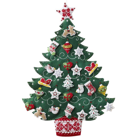 Bucilla Kit de calendario de Adviento con apliques de fieltro, 17 x 24 pulgadas, árbol nórdico