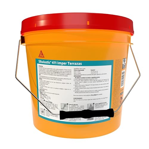 SIKA - Impermeabilizante Líquido - Sikalastic-411 Imper Terrazas - Impermeabilizar Juntas en Pisos No Absorbentes de Balcones, Terrazas, Baños, Explanadas - Fácil Aplicación - Cubeta 4L - Color Blanco