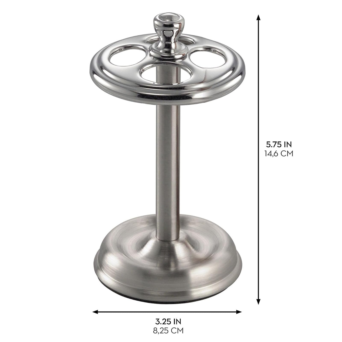 InterDesign York Metal Portacepillos de Dientes, Soporte Organizador de baño para Utensilios de Maquillaje en Acero Inoxidable, Plateado/Plateado Mate