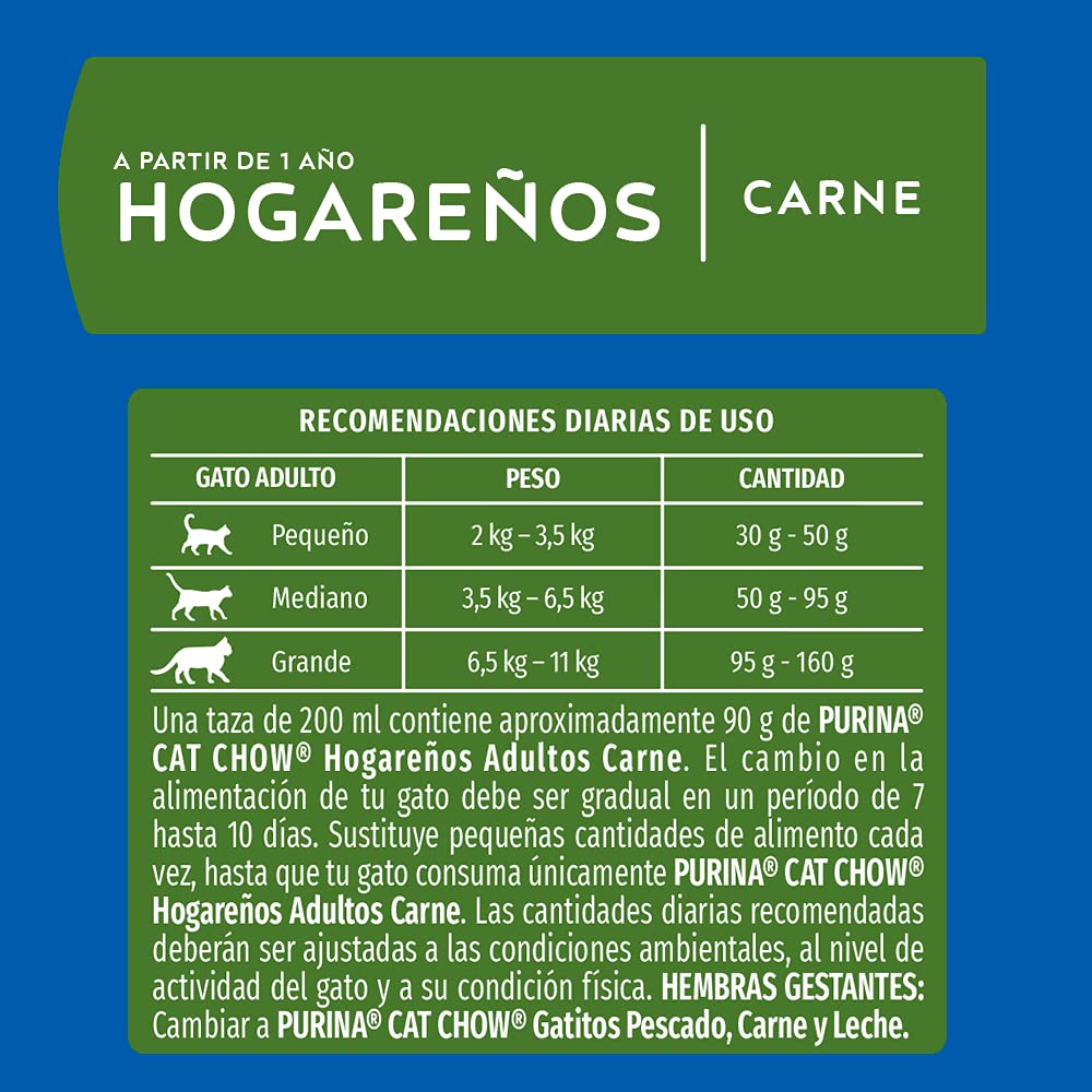 Purina Cat Chow Adulto Hogareño Todos los Tamaños Sabor Carne 3.0 Kg