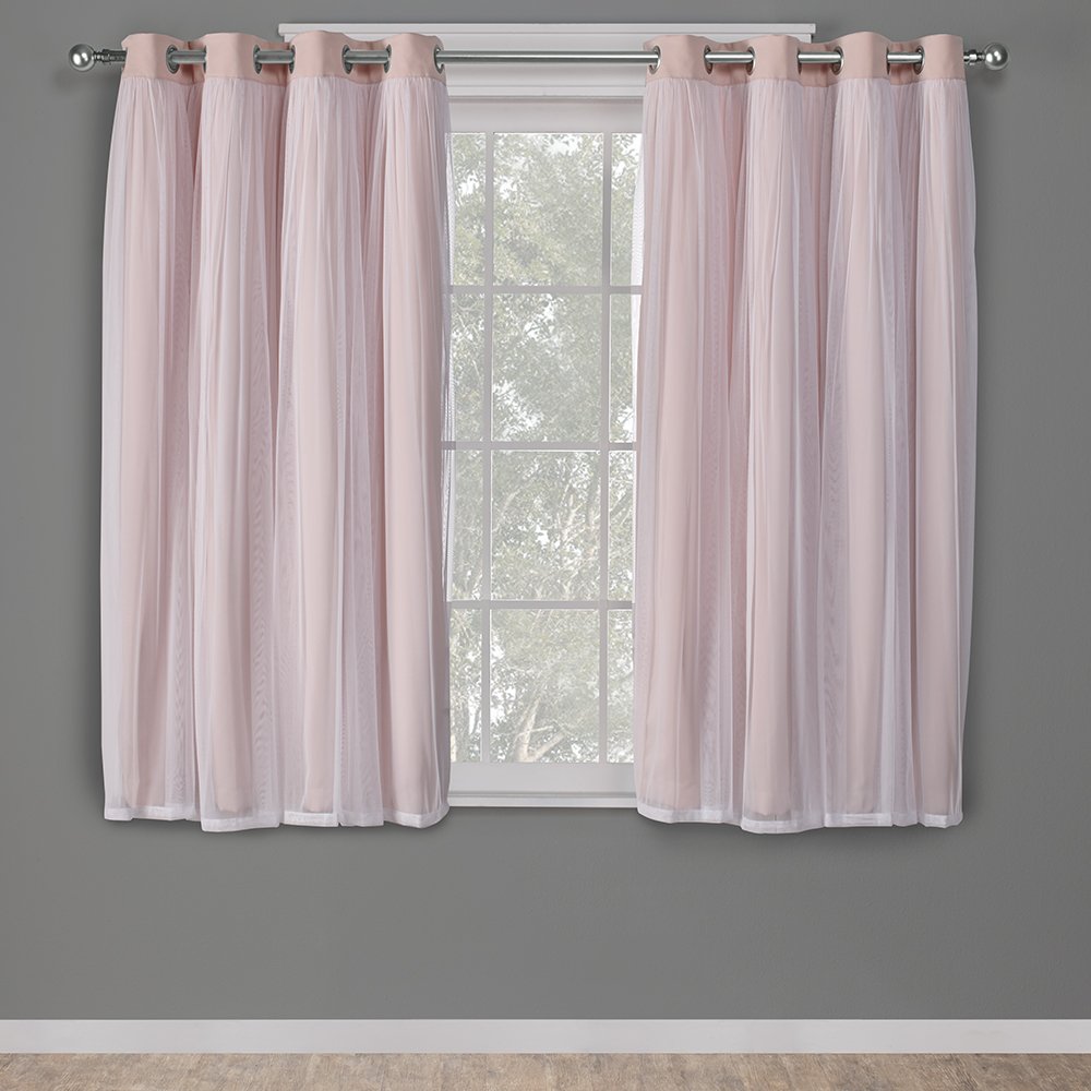 Exclusive Home Cortinas Talia con Ojales, Doble Capa - Rose Blush - 132.1An x 160Al cm (2 Paneles)