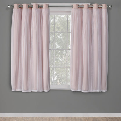 Exclusive Home Cortinas Talia con Ojales, Doble Capa - Rose Blush - 132.1An x 160Al cm (2 Paneles)