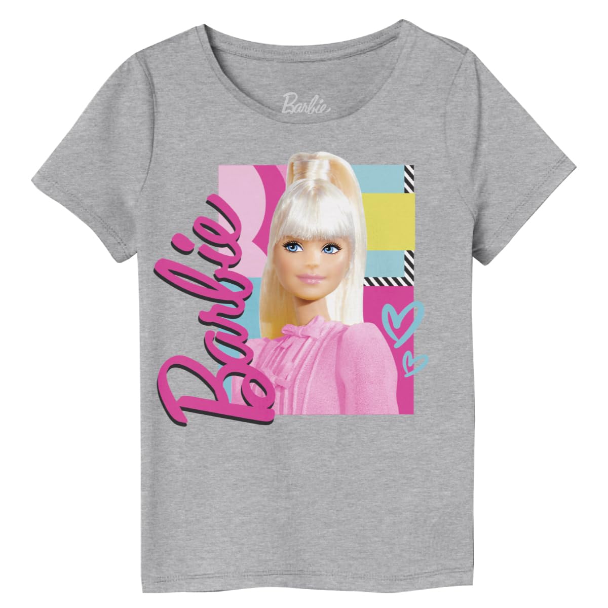 Barbie Cute Playera Casual Estampada para Niñas, Gris Jaspe