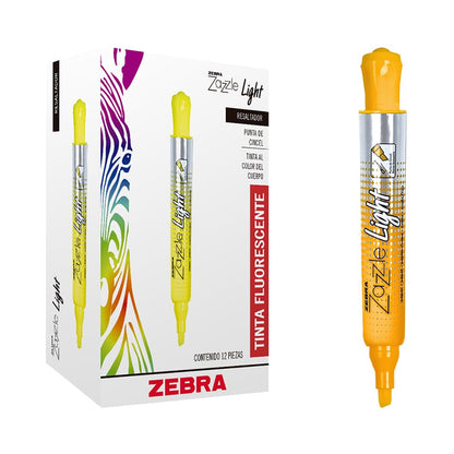 Zebra Resaltador Zazzle Light Marcatextos De Tinta Fosforescente Caja 12 Piezas Color Naranja.