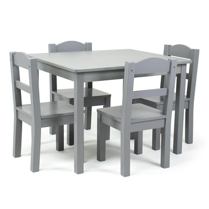 Humble Crew Wood - Juego de 4 sillas y Mesa para niños, Color Gris
