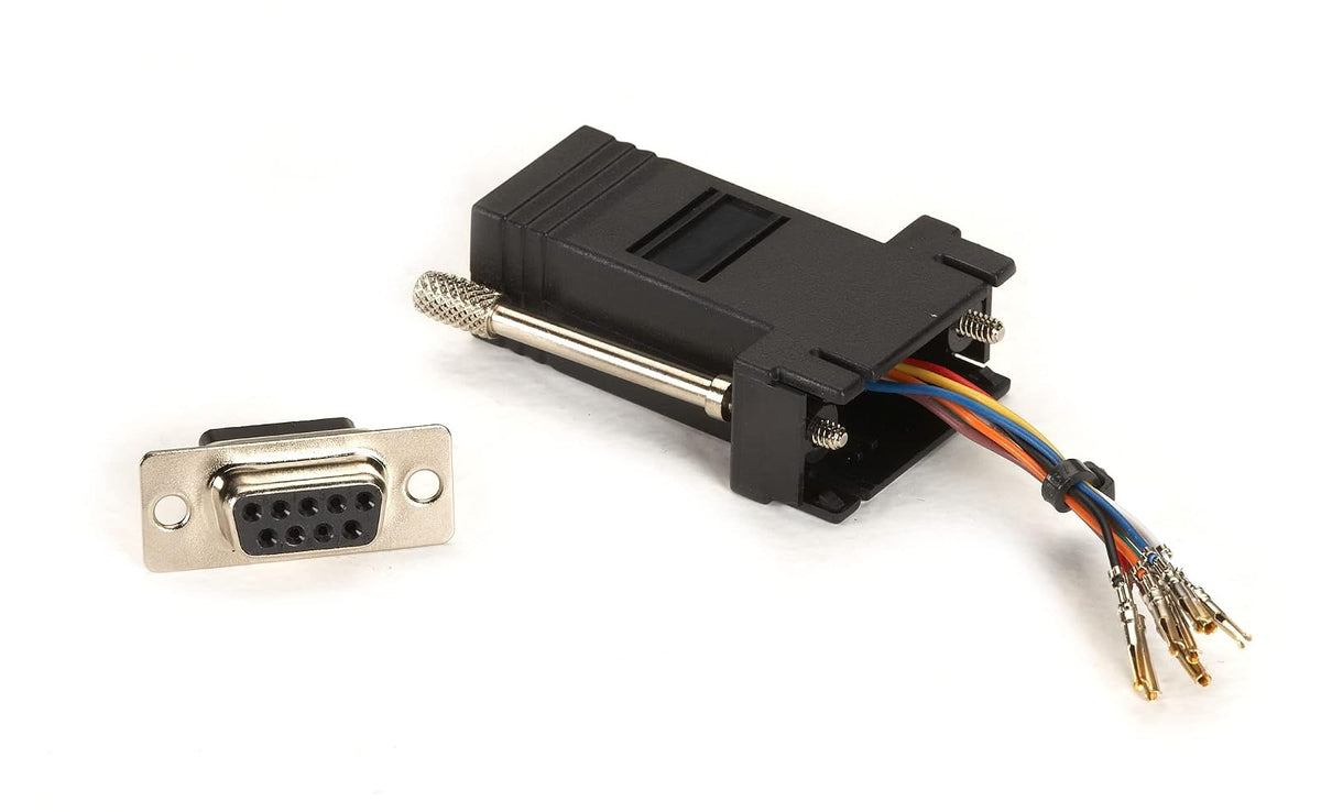 Black Box Corporation - Kit de Adaptador Modular DB9F a RJ45F con Tornillos, Color Negro