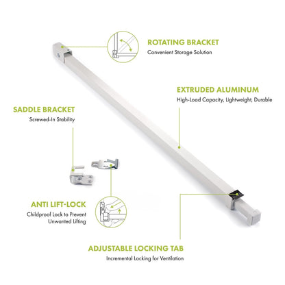 Ideal Security Inc. sk110 W Patio puerta barra de seguridad, color blanco, Blanco