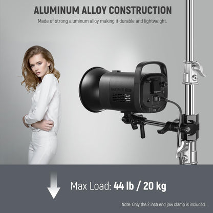 NEEWER 6" End Jaw Grip con 5/8" Stud, Steel Shaft End Grip con Mordazas Ajustables, Almohadillas de Goma para C Stand, Antitorsión,Mango Giratorio Easy Lock para Luz Video LED Softbox, UA040