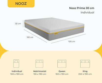 Nooz Individual Colchón Nooz, Espumas Responsivas, Certificadas por CertiPUR-US, EXCLUSIVO En Línea, Hecho en México, Garantía 5 años