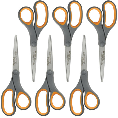 Westcott Tijeras de Titanio 8 Pulgadas, Mango Suave - 6-Pack