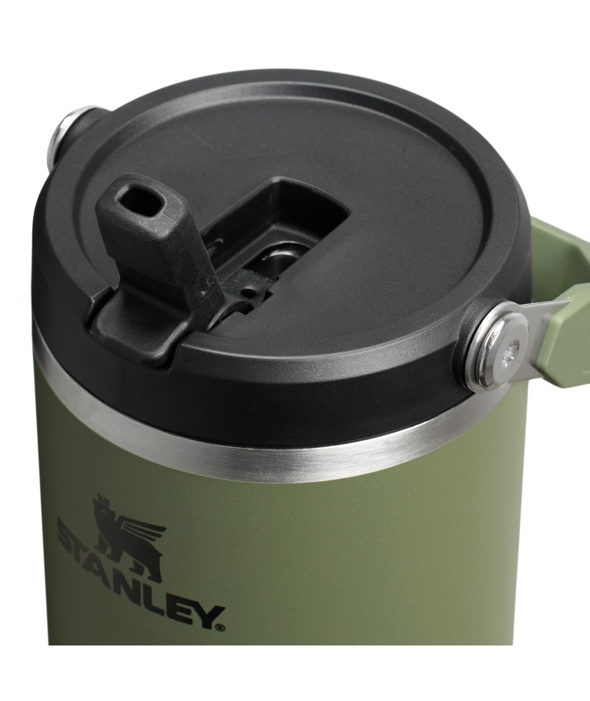 STANLEY IceFlow 2.0 - Vaso con popote abatible con asa, 40 onzas, tapa giratoria y popote abatible, botella de agua a prueba de fugas, acero inoxidable aislado, sin BPA, pino seco