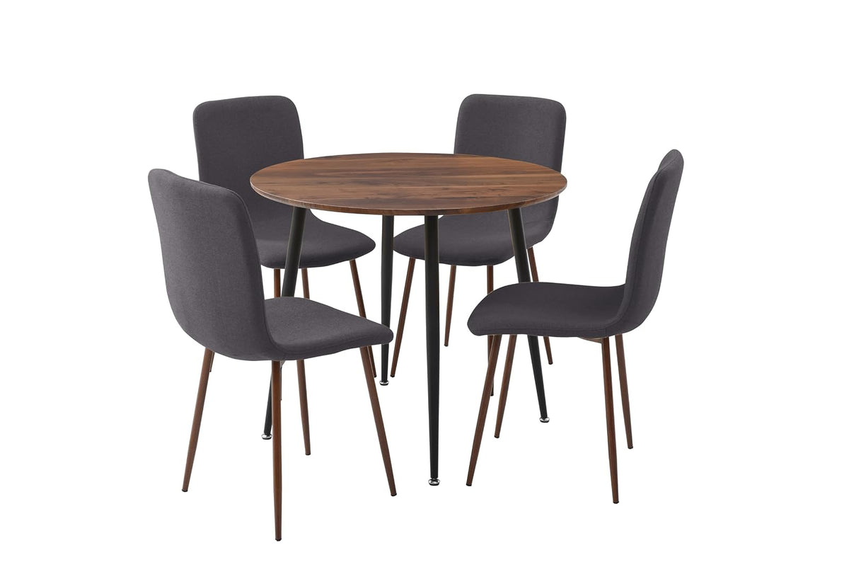 Sochic Silla Hanoi de Comedor Gris Obscuro con Patas de Metal Efecto Madera, Tapizada con Tela Lino y Estructura de Metal