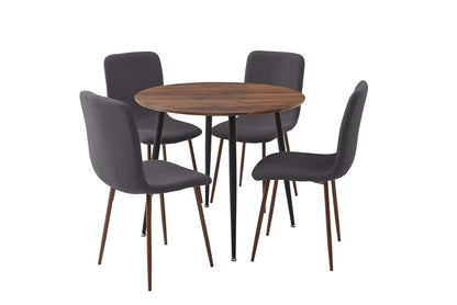 Sochic Silla Hanoi de Comedor Gris Obscuro con Patas de Metal Efecto Madera, Tapizada con Tela Lino y Estructura de Metal