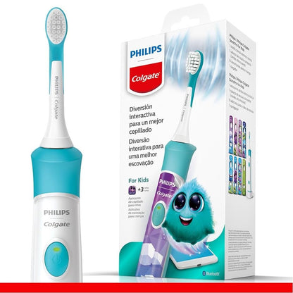 Philips Colgate Cepillo Dental Eléctrico SonicPro Kids Funcional con App | Seguro y Suave para los Dientes de los Niños, Remueve Más Placa que un Cepillo de Dientes Manual