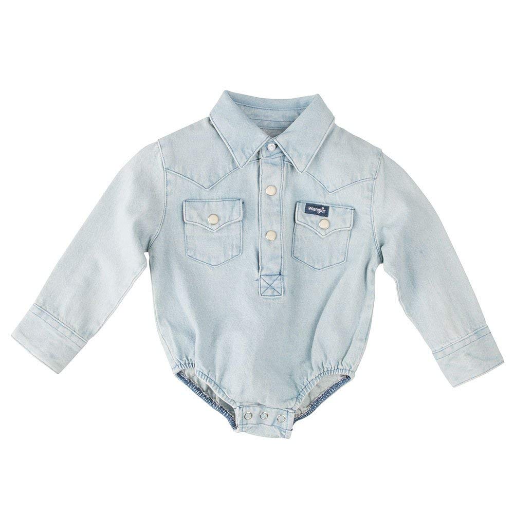Wrangler Western Long Sleeve Denim Bodysuit camisa bebé-niño