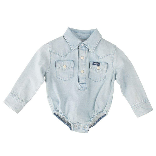 Wrangler Western Long Sleeve Denim Bodysuit camisa bebé-niño