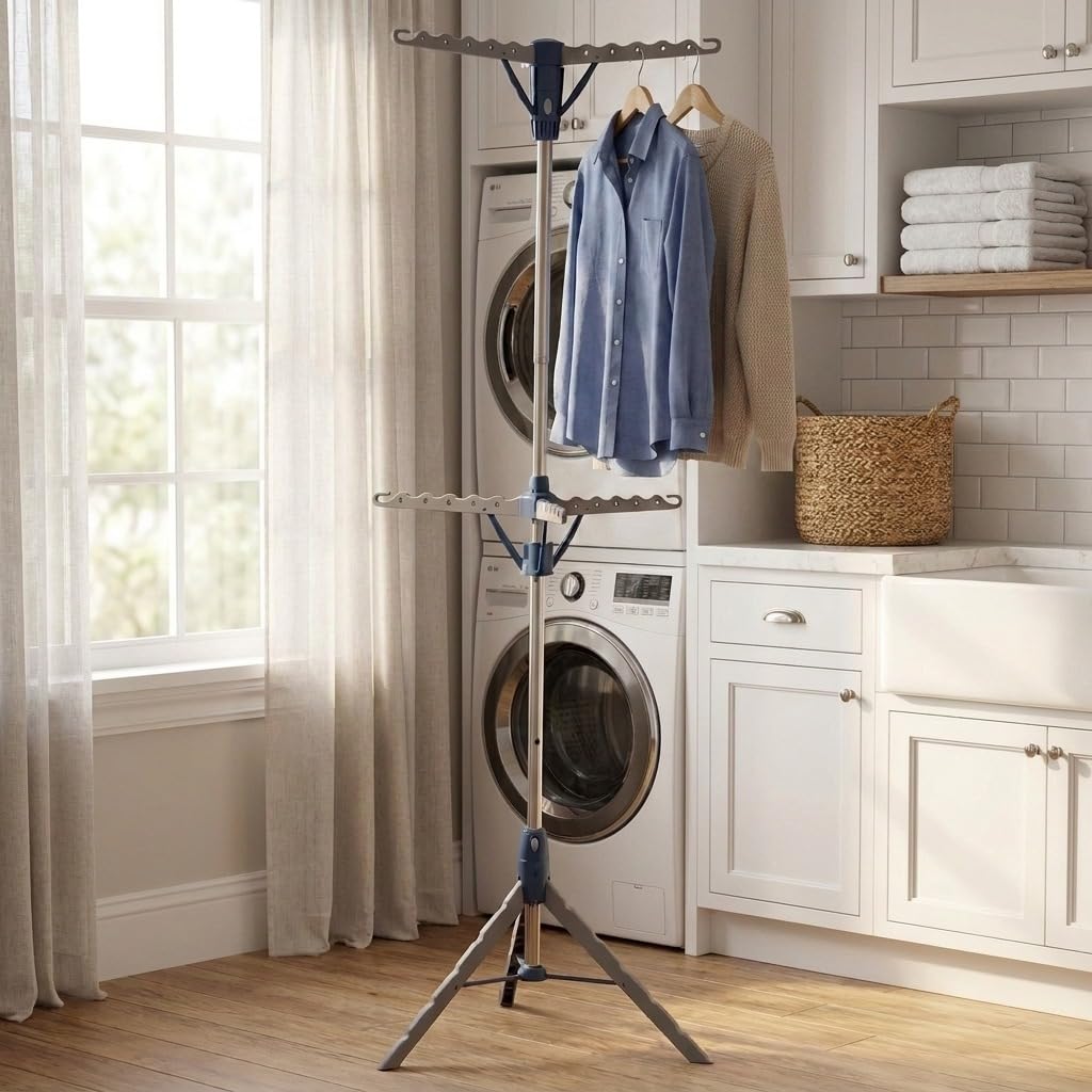 Household Essentials 5006-1 - Tendedero de interior con asa para ropa, 2 gradas , Large, 4