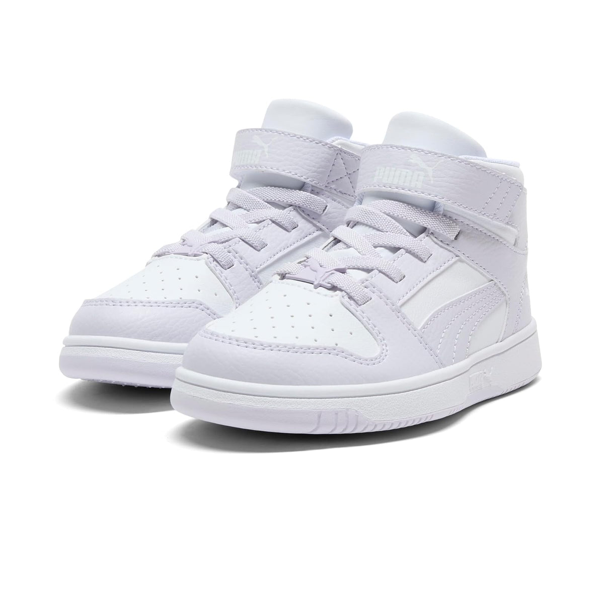 PUMA Rebound Layup Mid Tenis para Niños - Puma White-lila Frost - 19.0 cm