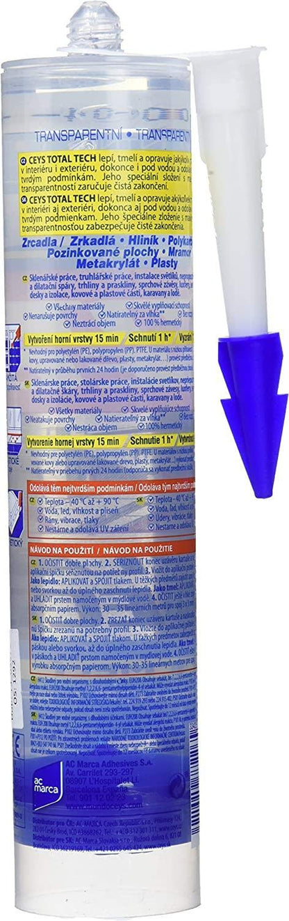 Ceys Adhesivo Sellador profesional transparente, pega, sella y repara, incluso bajo el agua,290 ml