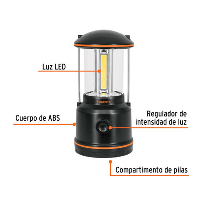 Truper LACA-3D Lámpara LED de campamento, tipo farol, incluye 3 pilas D, pack of/paquete de 1