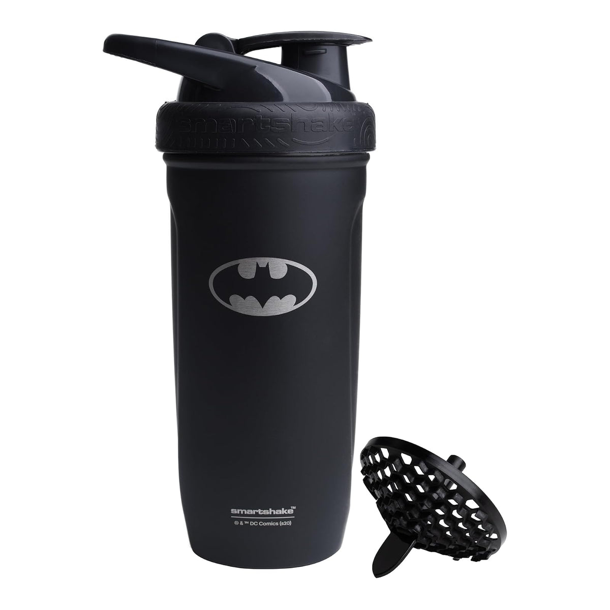 SmartShake Reforce Acero Inoxidable DC Comics, Batman, 900ml, Botella Mezcladora de Proteínas, Libre de BPA
