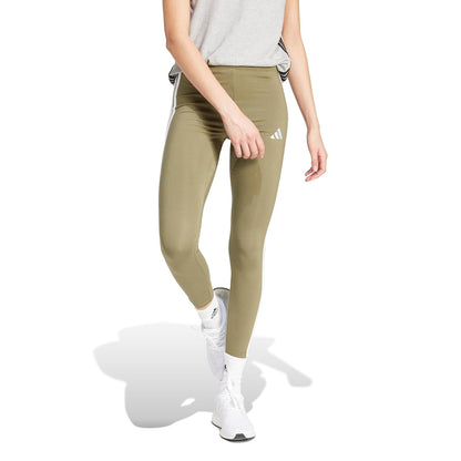 adidas Essentials Leggings de Algodón 3 Rayas Mujer - CH - Olive Strata - White